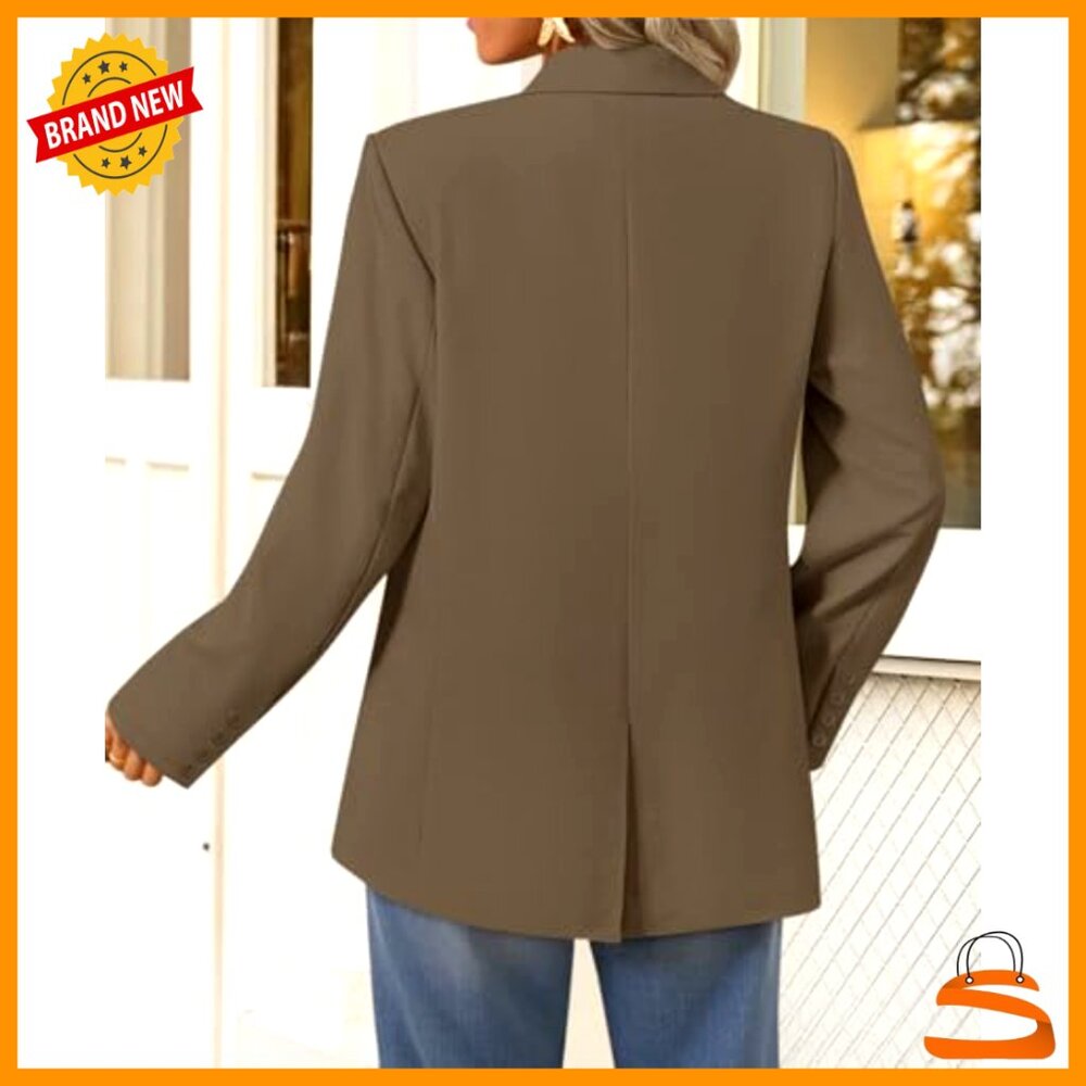 Oversized Blazer Jacket Lapel Collar Button Closure Side Pockets Work Casual - Picture 3 of 6